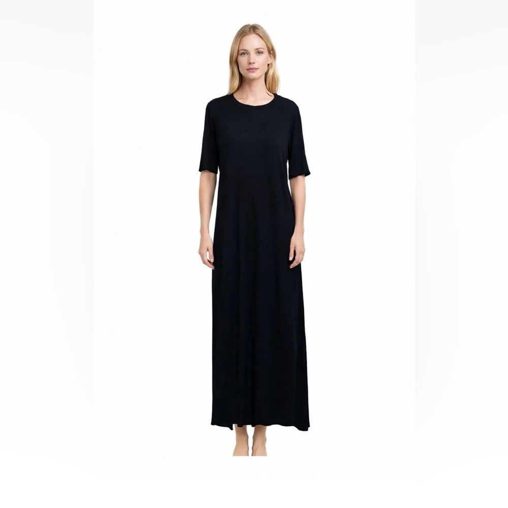 Rachel Pally Hemp Rib Betsy Maxi Dress Black Women's Size Small Minimalist
